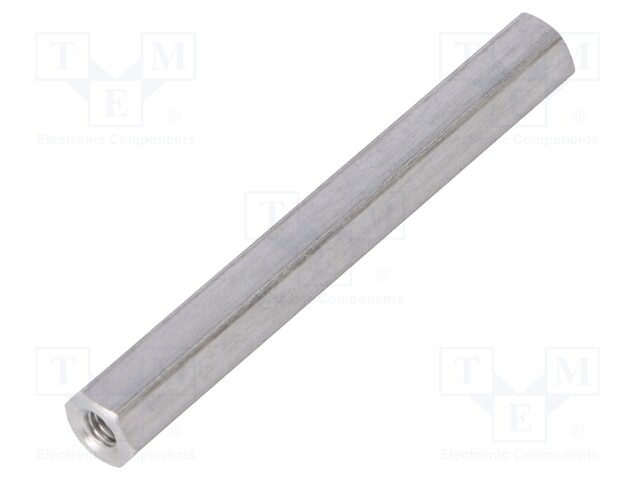 Screwed spacer sleeve; Int.thread: M3; 45mm; hexagonal; aluminium