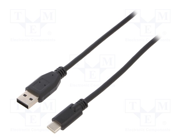 Cable; USB 2.0; USB A plug,USB C plug; 500mm; black