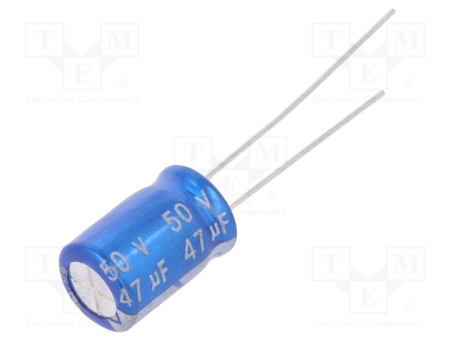 Capacitor: electrolytic; THT; 47uF; 50VDC; Ø8x11.5mm; Pitch: 3.5mm