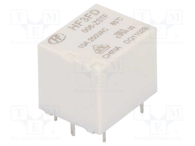 Relay: electromagnetic; SPDT; Ucoil: 6VDC; 10A/250VAC; 10A/28VDC