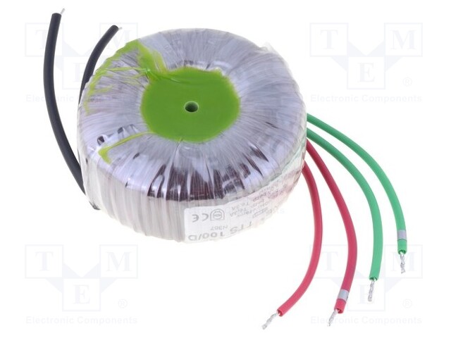 Transformer: toroidal; 100VA; 230VAC; 48V; 48V; 1.04A; 1.04A; 1.1kg