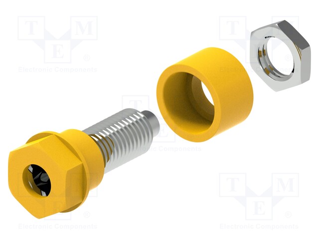 Socket; 4mm banana; 36A; 30VAC; 60VDC; Cutout: Ø6mm; yellow