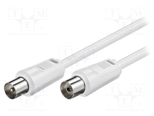 Cable; 75Ω; 1.5m; coaxial 9.5mm socket,coaxial 9.5mm plug; white