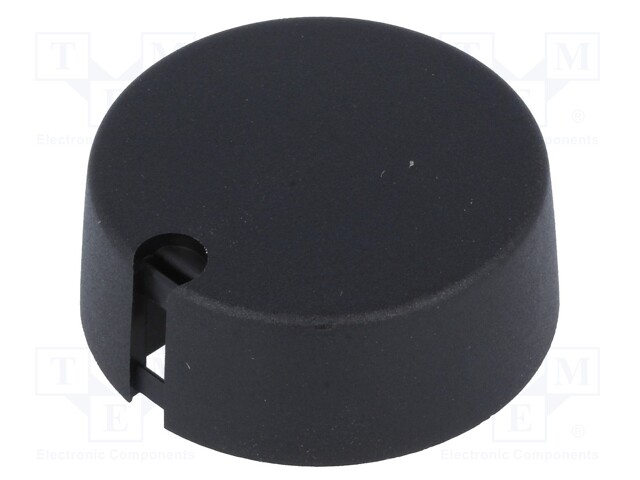 Knob; with pointer; plastic; Shaft d: 6mm; Ø40x16mm; black