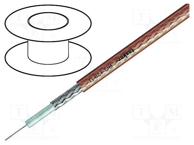 Wire: coaxial; RG179U; 1x75Ω; stranded; steel,copper plated; FEP