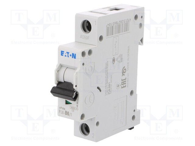 Circuit breaker; 230/400VAC; Inom: 6A; Poles: 1; DIN; Charact: B; 6kA