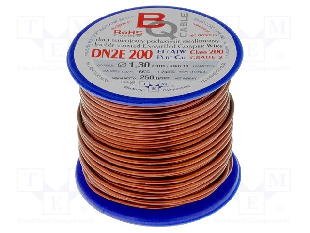 Coil wire; double coated enamelled; 1.3mm; 0,25kg; -65÷200°C