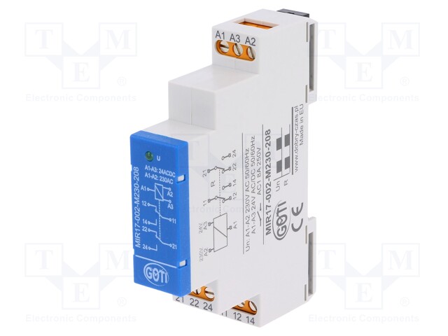 Relay: installation; NC x2 + NO x2; Usup: 230VAC; Mounting: DIN