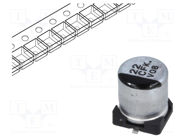 Capacitor: electrolytic; low impedance; SMD; 22uF; 16VDC; Ø5x5.8mm