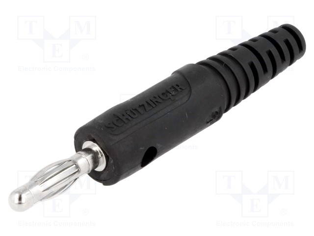 Plug; 4mm banana; 10A; 60VDC; black; with transversal socket