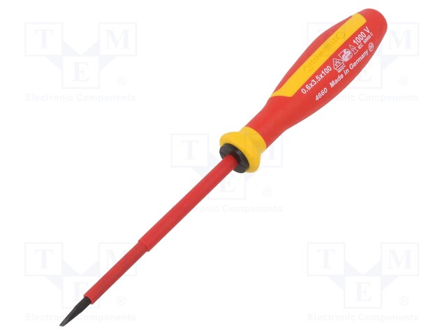 Screwdriver; insulated; slot; 3,5x0,6mm; Blade length: 100mm