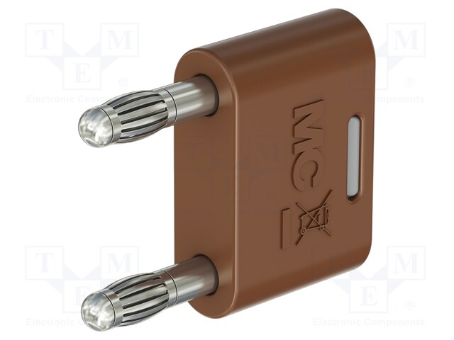 4mm banana; 32A; 30VAC; 60VDC; brown; nickel plated; insulated