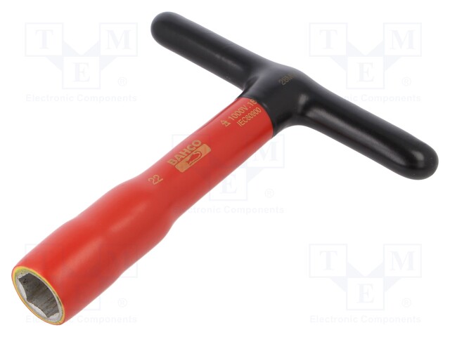 Key; insulated,socket spanner; HEX 22mm; tool steel; 200mm; 1kV