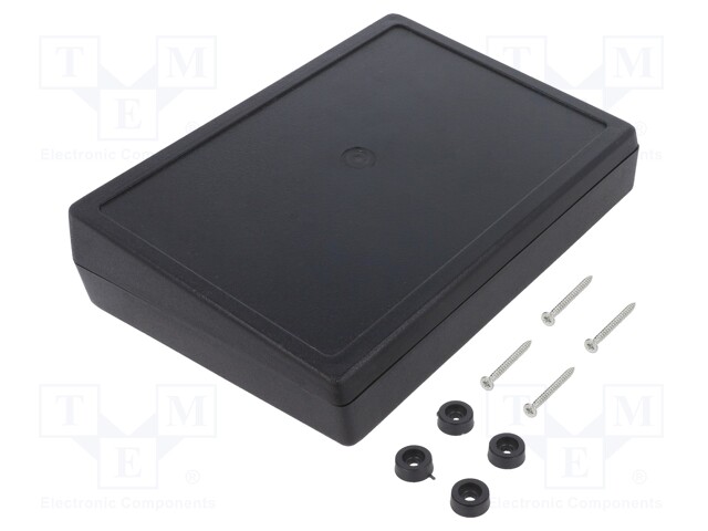 Enclosure: desktop; X: 139.5mm; Y: 190mm; Z: 49mm; ABS; black