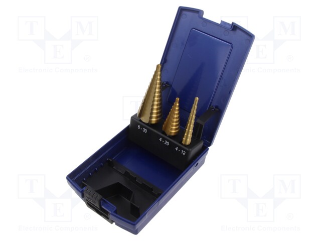 Drill set; step; high speed steel grounded HSS-G; plastic case