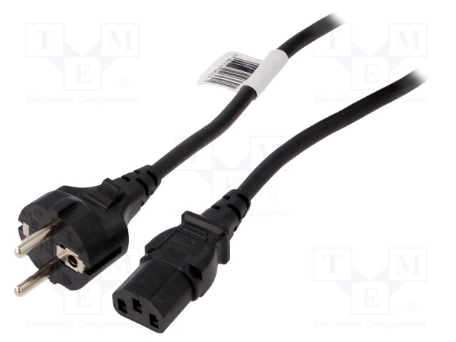 Cable; CEE 7/7 (E/F) plug,IEC C13 female; 2.5m; black; 16A; 250V