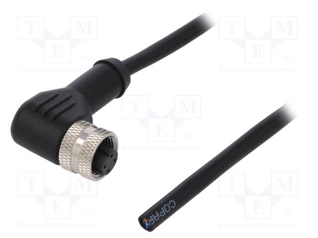 Plug; M12; PIN: 4; female; D code-Ethernet; IP65/IP67; 250V; 4A; 1m