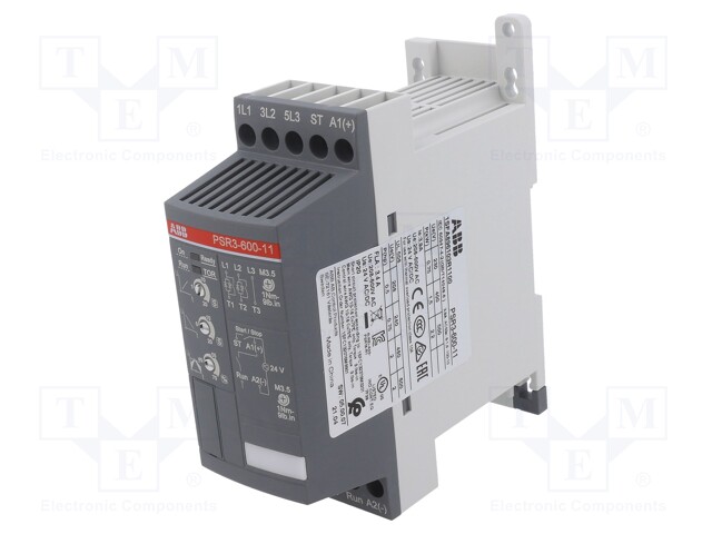 Module: soft-start; Usup: 208÷600VAC; DIN; 24VDC; 1.5kW; 1÷20/0÷20s