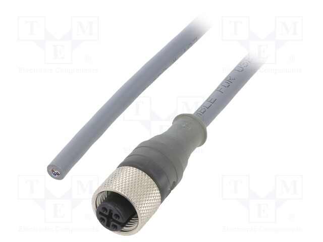 Connection lead; M12; PIN: 3; straight; 5m; plug; 250VAC; 2.7A; IP67