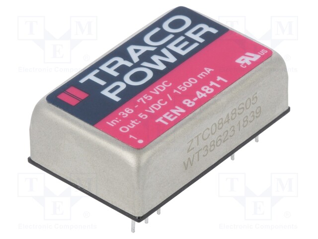 Converter: DC/DC; 8W; Uin: 36÷75V; 5VDC; Iout: 1500mA; DIP24; 17g