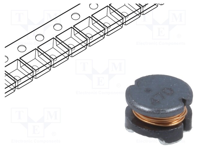 Inductor: wire; SMD; 47uH; 520mA; ±10%; Q: 20; Ø: 5.8mm; H: 3.9mm; 550mΩ