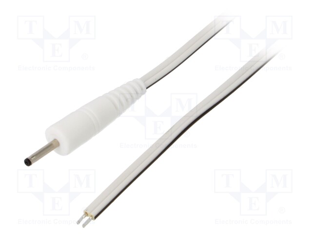 Cable; wires,DC 0,7/2,35 plug; straight; 0.5mm2; white; 0.5m