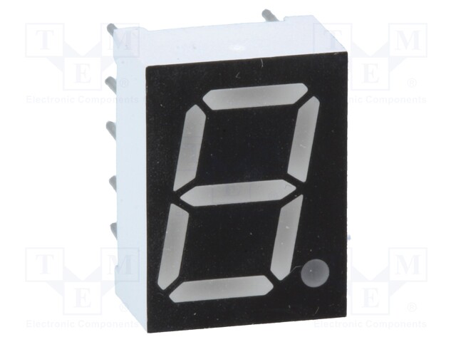 Display: LED; 7-segment; 10.16mm; red; 30mcd; anode; No.char: 1; 0.4"