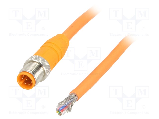 Connection lead; M12; PIN: 8; straight; 10m; plug; 30VAC; 2A; IP67