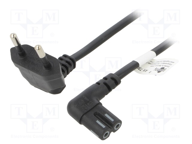 Cable; CEE 7/16 (C) plug angled,IEC C7 female angled; PVC; 1.5m