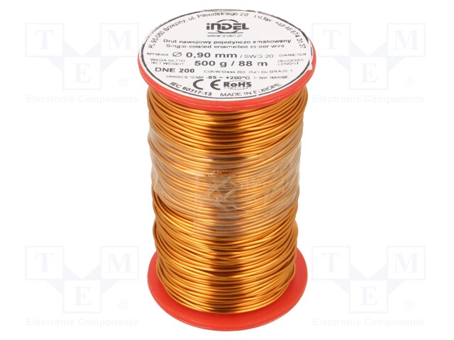 Coil wire; single coated enamelled; 0.9mm; 500g; -65÷200°C