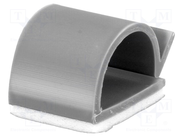 Self-adhesive cable holder; PVC; grey; 13.2mm