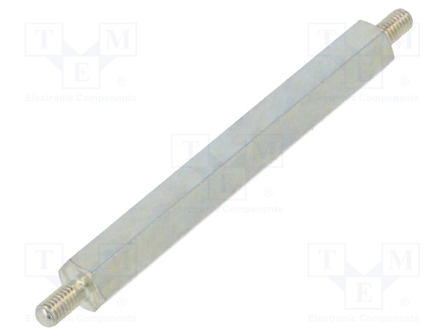 Screwed spacer sleeve; 50mm; Ext.thread: M3; hexagonal; steel