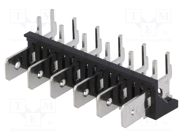 Terminal: spade terminal strip; 6.3mm; THT; 250V; angled 90°; 12A