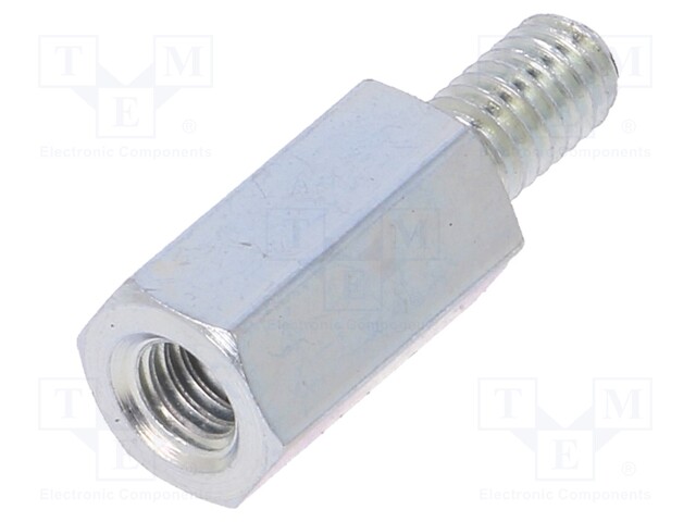 Screwed spacer sleeve; Int.thread: M4; 12mm; Ext.thread: M4; steel