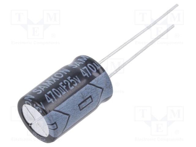 Capacitor: electrolytic; THT; 470uF; 25VDC; Ø10x16mm; Pitch: 5mm