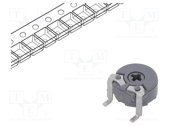 Potentiometer: mounting; single turn,horizontal; 100kΩ; 100mW