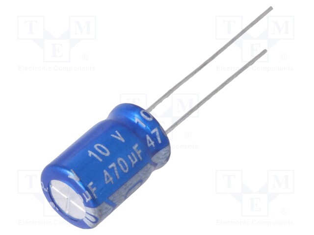 Capacitor: electrolytic; THT; 470uF; 10VDC; Ø8x11.5mm; Pitch: 3.5mm