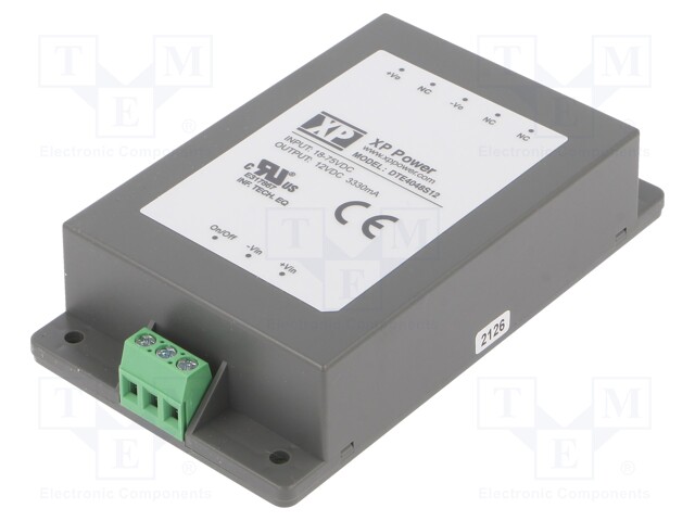 DC/DC Converter, Chassis Mount, ITE, 1 Output, 40 W, 12 V, 3.33 A