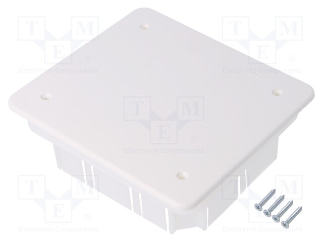 Enclosure: back box; X: 100mm; Y: 120mm; Z: 50mm; plaster embedded