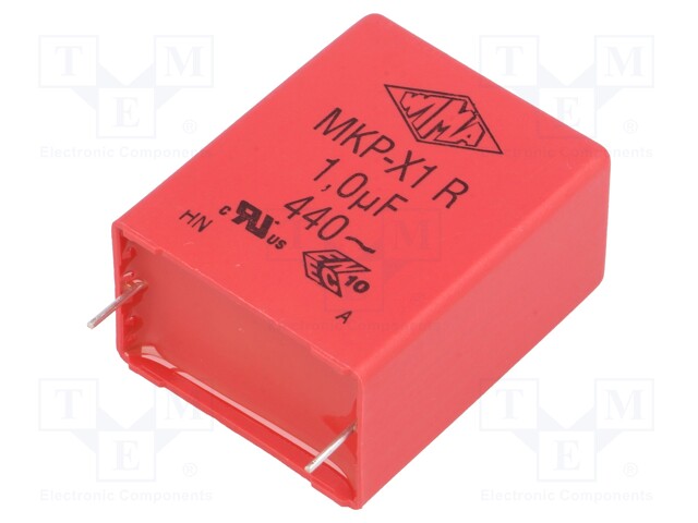 Capacitor: polypropylene; X1; 1uF; 440VAC; ±10%; Pitch: 27.5mm; THT