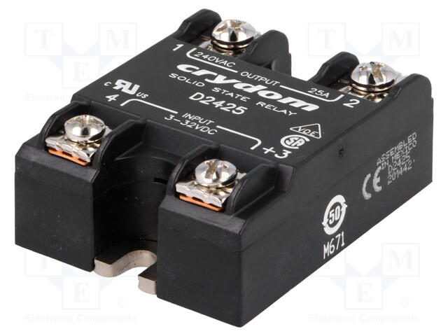Relay: solid state; Ucntrl: 3÷32VDC; 25A; 24÷280VAC; -40÷80°C; IP00