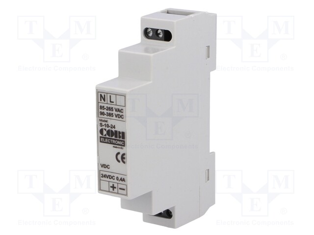 Power supply: switched-mode; 10W; 24VDC; 0.42A; 85÷265VAC; IP20