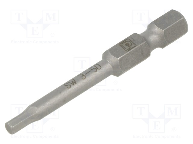 Screwdriver bit; Allen hex key; HEX 3mm; Overall len: 50mm