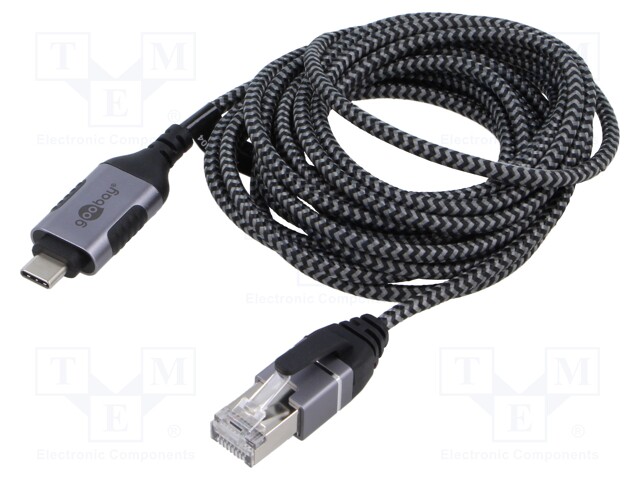 Cable; slim,USB 3.1; RJ45 plug,USB C plug; nickel plated; 3m