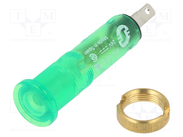 Indicator: LED; flat; 24VDC; Cutout: Ø8mm; IP40; plastic