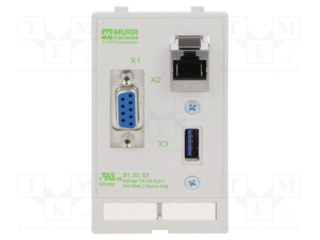 Panel interface; 125VAC; 150VDC; 3A; Mounting: on panel; IP20; 80mm