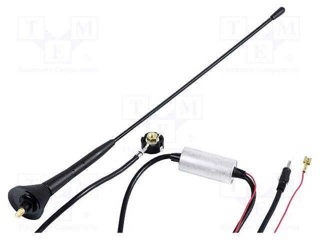 Antenna; mast; 0.372m; AM,FM; with amplifier; 4.5m; 12VDC