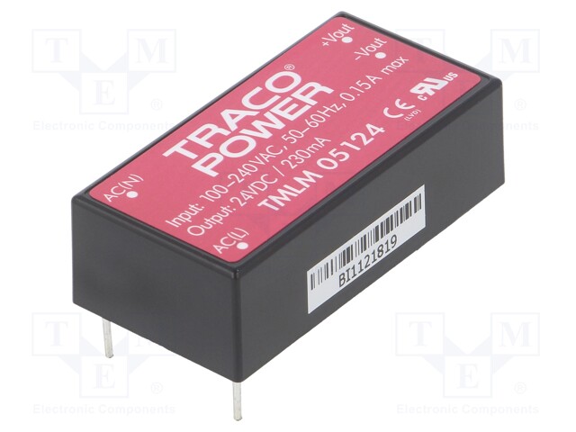 Converter: AC/DC; 5.5W; Uout: 24VDC; Iout: 230mA; 77%; Mounting: PCB