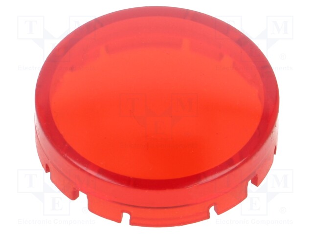Actuator lens; red transparent; Face dim: Ø19.7mm; H: 6mm