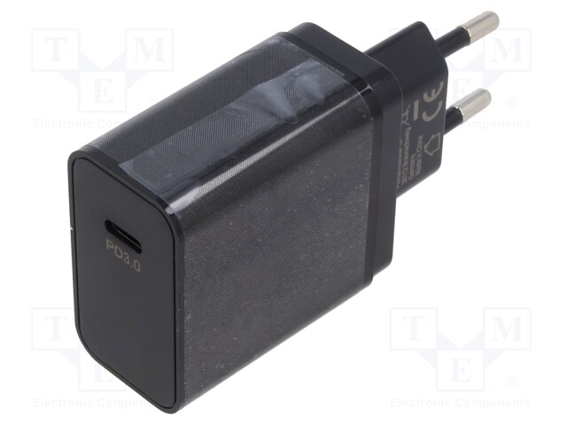 Power supply: switched-mode; plug; 5÷9VDC; 25W; Plug: EU; Out: USB C